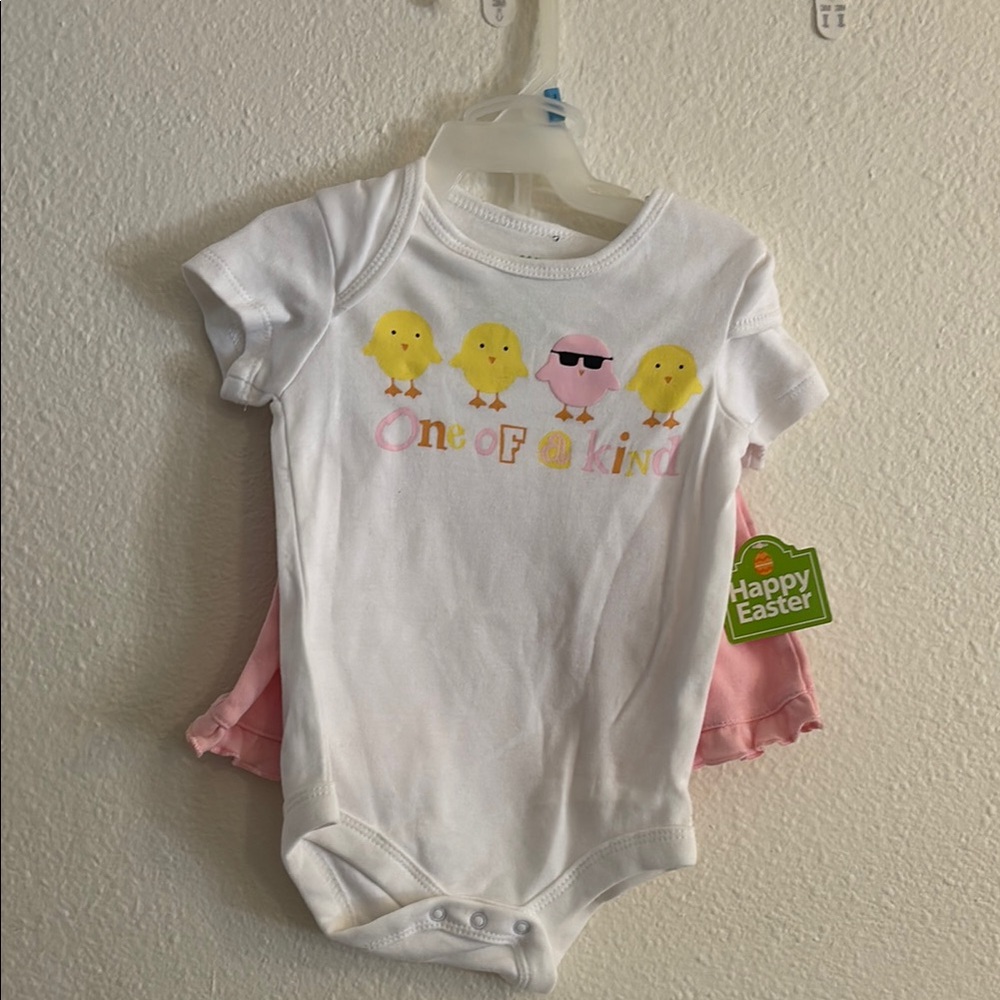 Cute Easter Chick Onesie - White and Pink